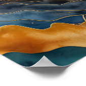 Abstrakte Landschaftsmalerei Gold Rost Blau Poster (Ecke)
