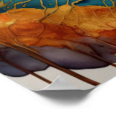 Abstrakte Landschaftsmalerei Gold Rost Blau Poster (Ecke)