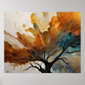 Abstrakte Landschaftsmalerei Gold Rost Blau Poster (Vorne)