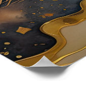 Abstrakte Landschaftsmalerei Gold Rost Blauer Baum Poster (Ecke)