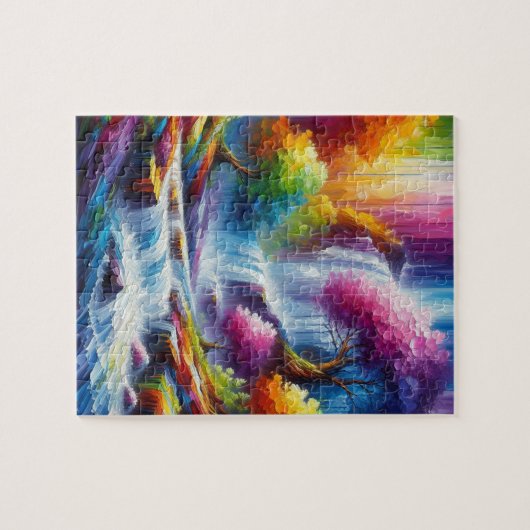 Abstrakte Landschaftsmalerei KI Generierte Kunst Puzzle (Horizontal)