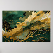 Abstrakte Landschaftsmalerei mit Aquarellfarbe Gol Poster (Vorne)