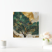 Abstrakte Landschaftsmalerei mit Aquarellfarbe Gol Quadratische Wanduhr (Zuhause)