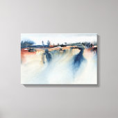 Abstrakte Landschaftsmalerei mit blauer Pfirsichat Leinwanddruck (Vorderseite)