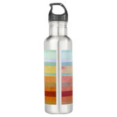 Abstrakte Landschaftsstreifen und Ihre Worte Edelstahlflasche (Rückseite)