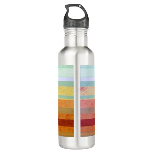 Abstrakte Landschaftsstreifen und Ihre Worte Edelstahlflasche (Rückseite)