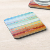 Abstrakte Landschaftsstreifen und Ihre Worte Getränkeuntersetzer (Linke Seite)
