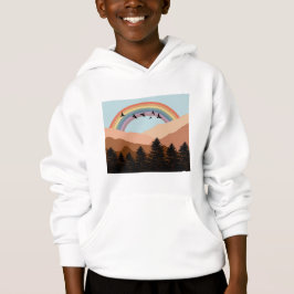 Abstrakte Landschaftswälder Bäume Regenbogen & Vög Hoodie