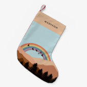 Abstrakte Landschaftswälder Bäume Regenbogen & Vög Kleiner Weihnachtsstrumpf (Vorderansicht (hängend))