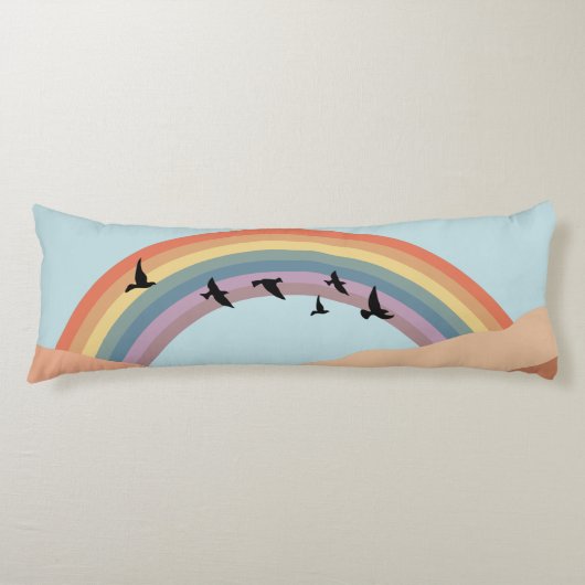 Abstrakte Landschaftswälder Bäume Regenbogen & Vög Seitenschläferkissen (Vorderseite)