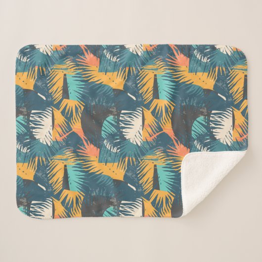 Abstrakte Leaf-Muster-Decken Sherpadecke (Vorderseite (Horizontal))