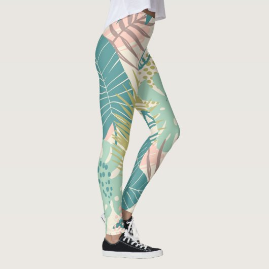 Abstrakte Leaf-Muster-Leggings Leggings (Rechts)