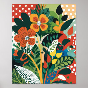 Abstrakte, lebendige Blumenkunst Poster