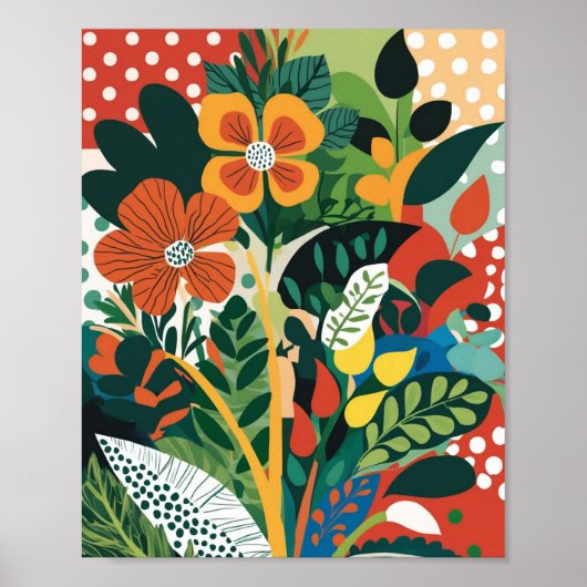 Abstrakte, lebendige Blumenkunst Poster (Vorne)