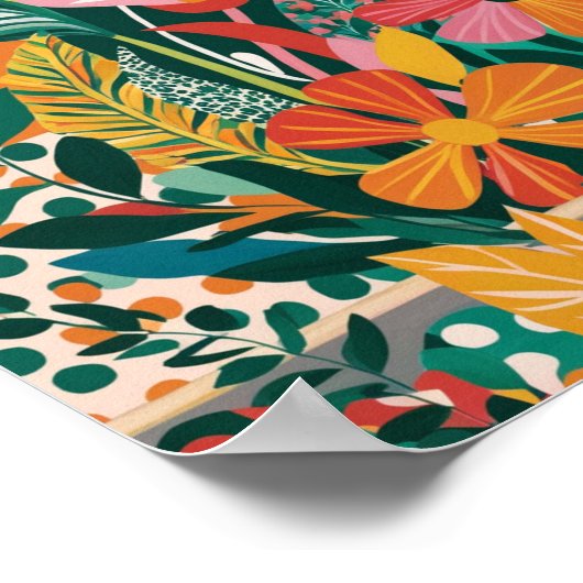 Abstrakte, lebendige Blumenkunst Poster (Ecke)