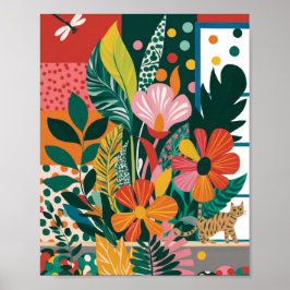 Abstrakte, lebendige Blumenkunst Poster