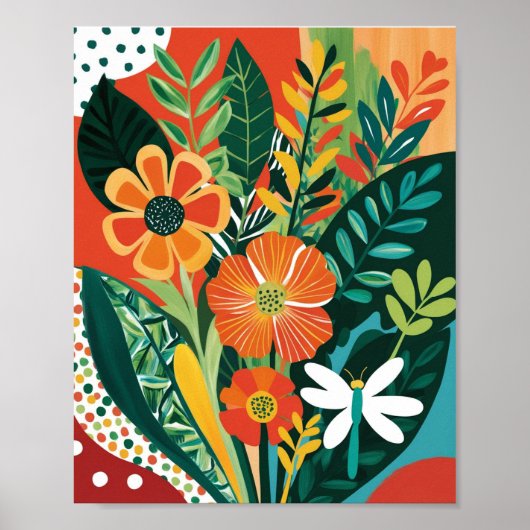 Abstrakte, lebendige Blumenkunst Poster (Vorne)
