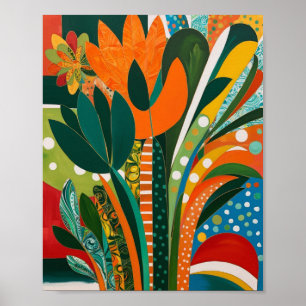 Abstrakte, lebendige Blumenkunst Poster
