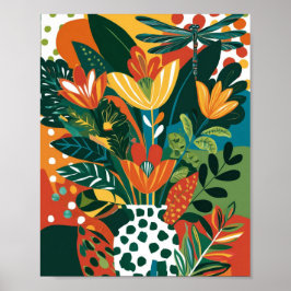 Abstrakte, lebendige Blumenkunst Poster