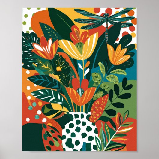 Abstrakte, lebendige Blumenkunst Poster (Vorne)
