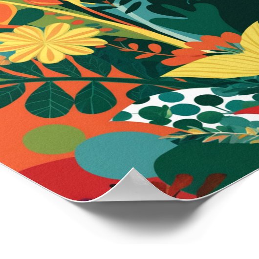 Abstrakte, lebendige Blumenkunst Poster (Ecke)