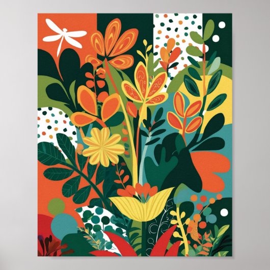 Abstrakte, lebendige Blumenkunst Poster (Vorne)