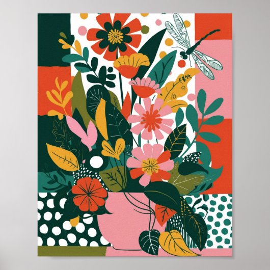 Abstrakte, lebendige Blumenkunst Poster (Vorne)
