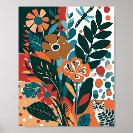 Abstrakte, lebendige Blumenkunst Poster (Vorne)