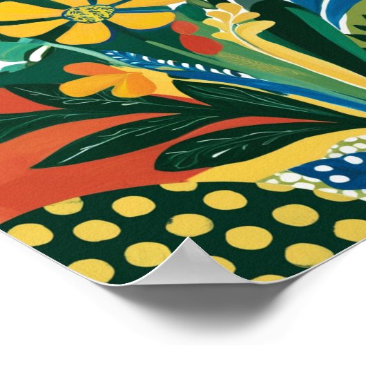 Abstrakte, lebendige Blumenkunst Poster (Ecke)