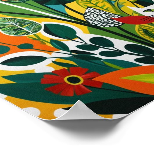 Abstrakte, lebendige Blumenkunst Poster (Ecke)