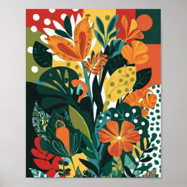 Abstrakte, lebendige Blumenkunst Poster