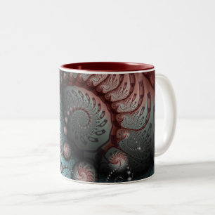 Abstrakte lebendige Fantasy-Fraktal-Kunst Braun Bl Zweifarbige Tasse