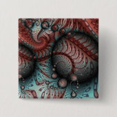 Abstrakte lebendige Fantasy-Fraktalkunst Braun Bla Button (Vorderseite)