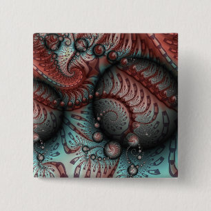 Abstrakte lebendige Fantasy-Fraktalkunst Braun Bla Button