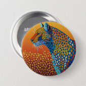 Abstrakte lebendige Leopard-Kunst Button (Vorne & Hinten)