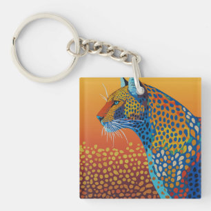 Abstrakte lebendige Leopard-Kunst Schlüsselanhänger