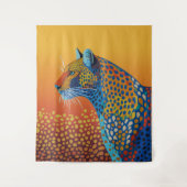 Abstrakte Lebendige Leopard Kunst Wandteppich (Vorderseite)