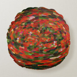 Abstrakte, lebendige rote Blume Rundes Kissen