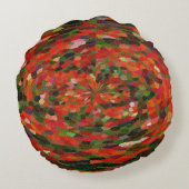 Abstrakte, lebendige rote Blume Rundes Kissen (Rückseite)
