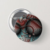 Abstrakte lebhafte Fantasy-Fraktal-Kunst Braun Bla Button (Vorne & Hinten)