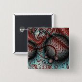 Abstrakte lebhafte Fantasy-Fraktal-Kunst Braun Bla Button (Vorne & Hinten)