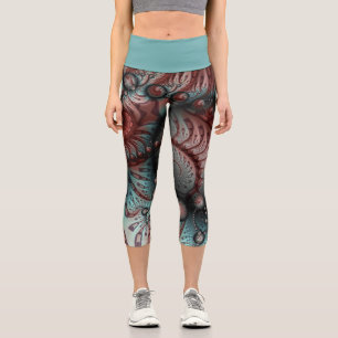 Abstrakte lebhafte Fantasy-Fraktal-Kunst Braun Bla Capri Leggings