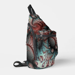 Abstrakte lebhafte Fantasy-Fraktal-Kunst Braun Bla Crossbody Bag