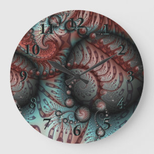 Abstrakte lebhafte Fantasy-Fraktal-Kunst Braun Bla Große Wanduhr