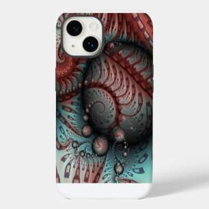 Abstrakte lebhafte Fantasy-Fraktal-Kunst Braun Bla iPhone 14 Hülle