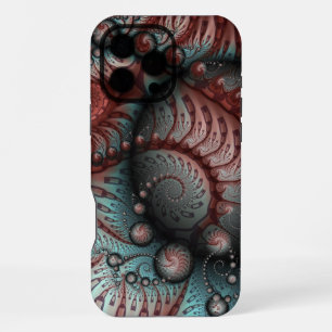 Abstrakte lebhafte Fantasy-Fraktal-Kunst Braun Bla iPhone 16 Pro Max Hülle