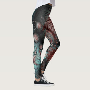 Abstrakte lebhafte Fantasy-Fraktal-Kunst Braun Bla Leggings