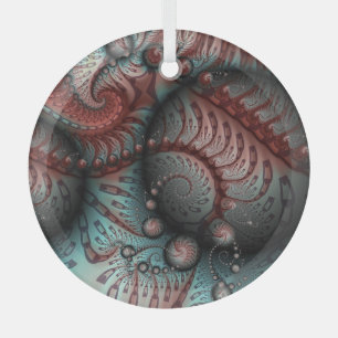 Abstrakte lebhafte Fantasy-Fraktal-Kunst Braun Bla Ornament Aus Glas