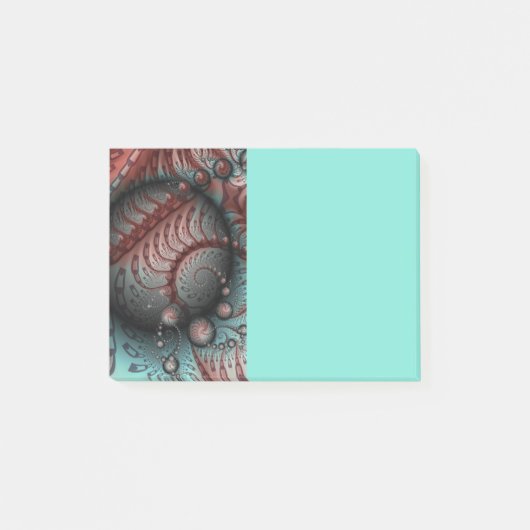 Abstrakte lebhafte Fantasy-Fraktal-Kunst Braun Bla Post-it Klebezettel (Vorderseite)