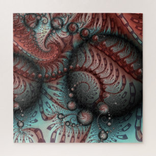 Abstrakte lebhafte Fantasy-Fraktal-Kunst Braun Bla Puzzle